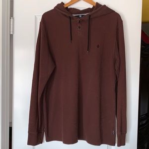 Volcom Brown Thermal Pull over hoodie